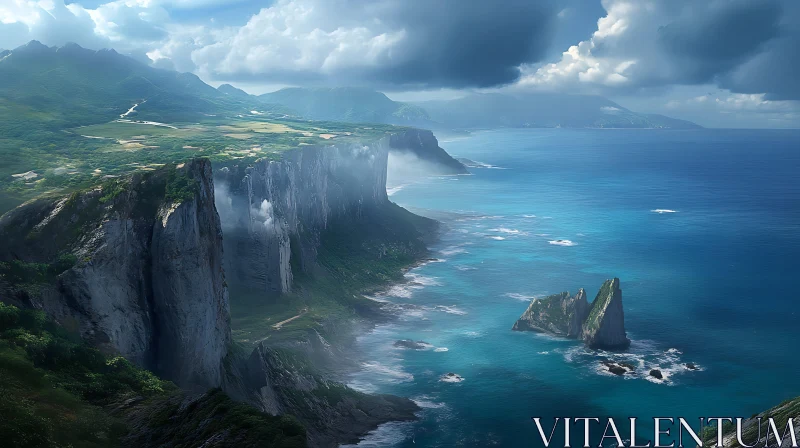 Breathtaking Coastal Cliffs and Ocean View AI Image