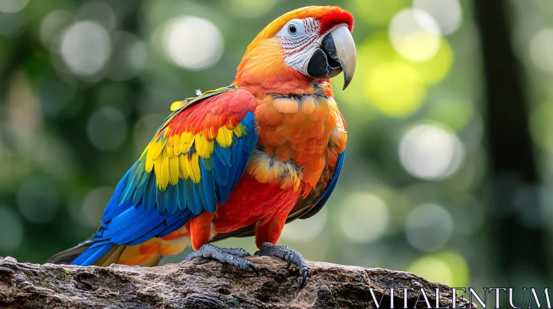 AI ART Colorful Parrot Perched in Nature