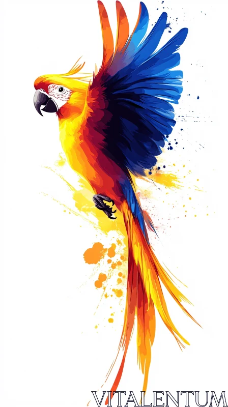 AI ART Colorful Parrot in Watercolor Art