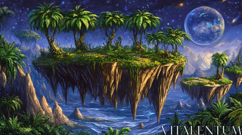 AI ART Astral Landscape with Lush Palm Trees