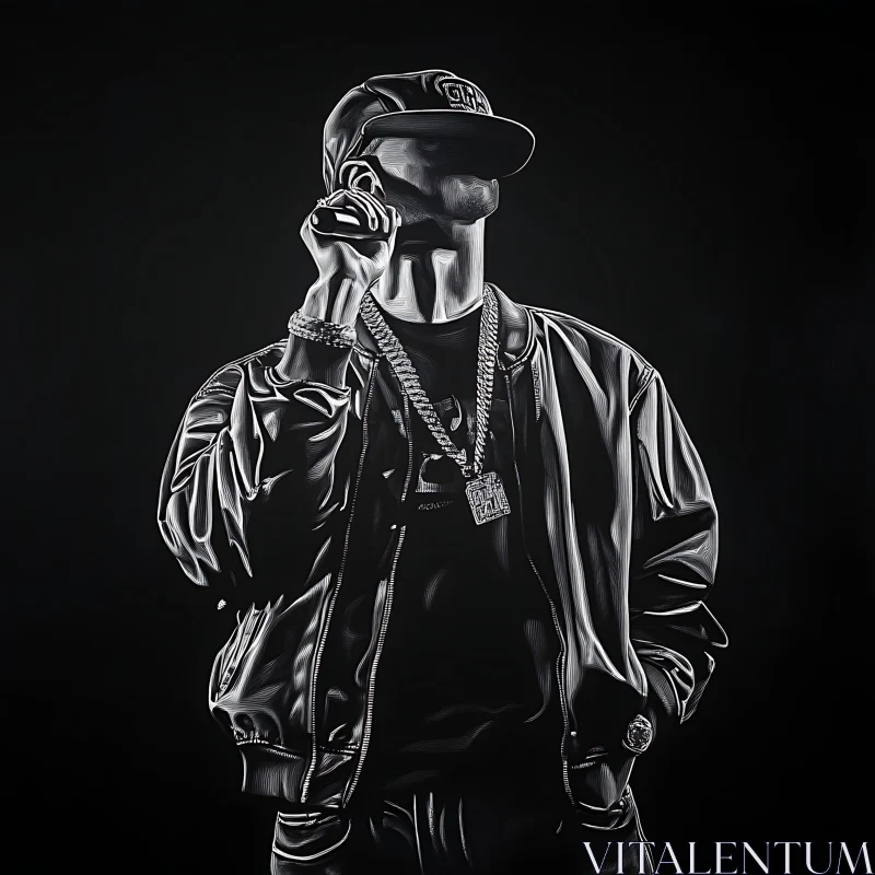 Black and White Rapper Image AI Image