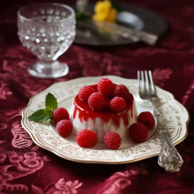 Luxurious Dessert with Fresh Raspberries