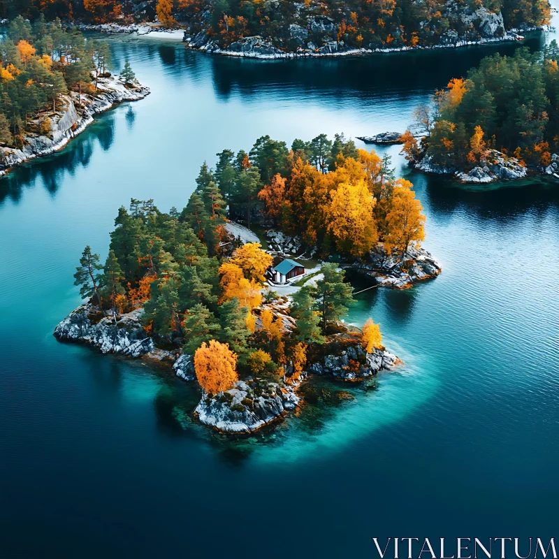 Autumn Serenity on a Picturesque Island AI Image