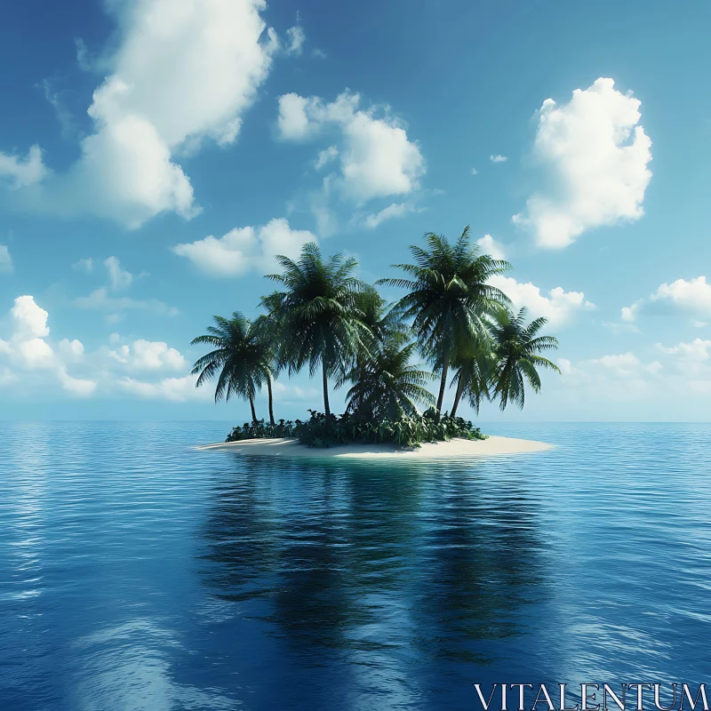 Tranquil Island Oasis in the Middle of the Ocean AI Image