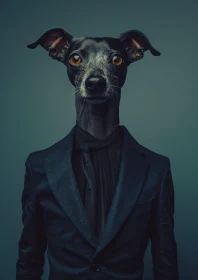 Elegantly Dressed Canine in a Surreal Portrait