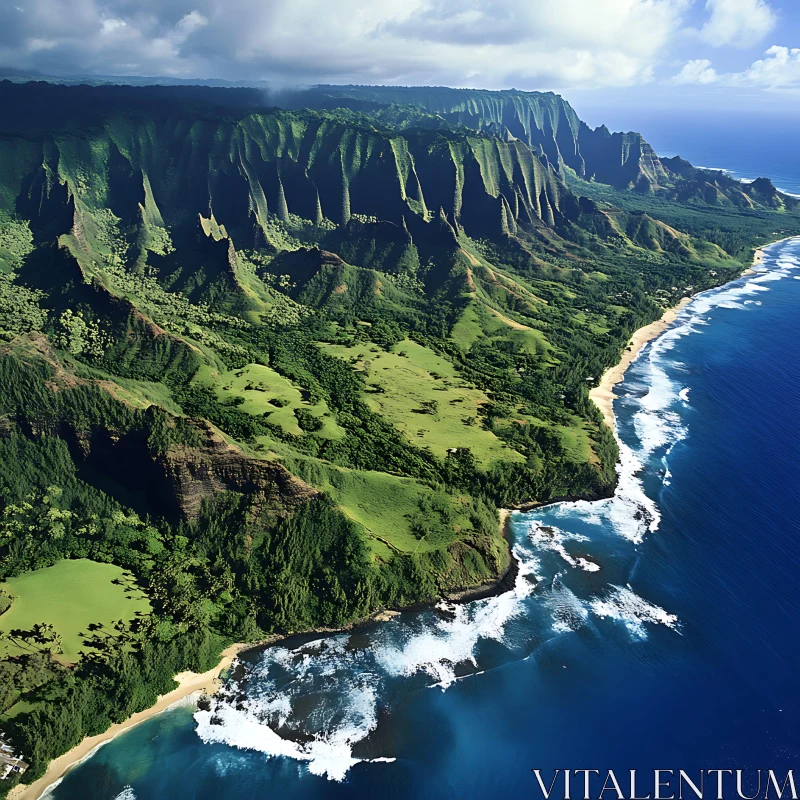 Tropical Island Aerial View AI Image