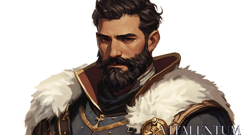 Digital Painting of a Bearded Man in Armor AI Image