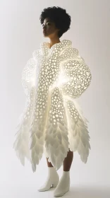 Futuristic Dress with Translucent Material and Glowing Effect