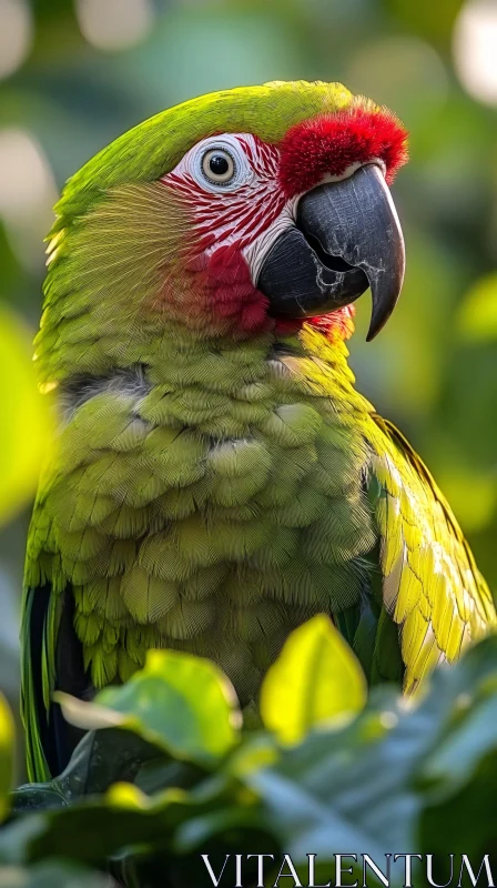 AI ART Colorful Parrot Among Leaves