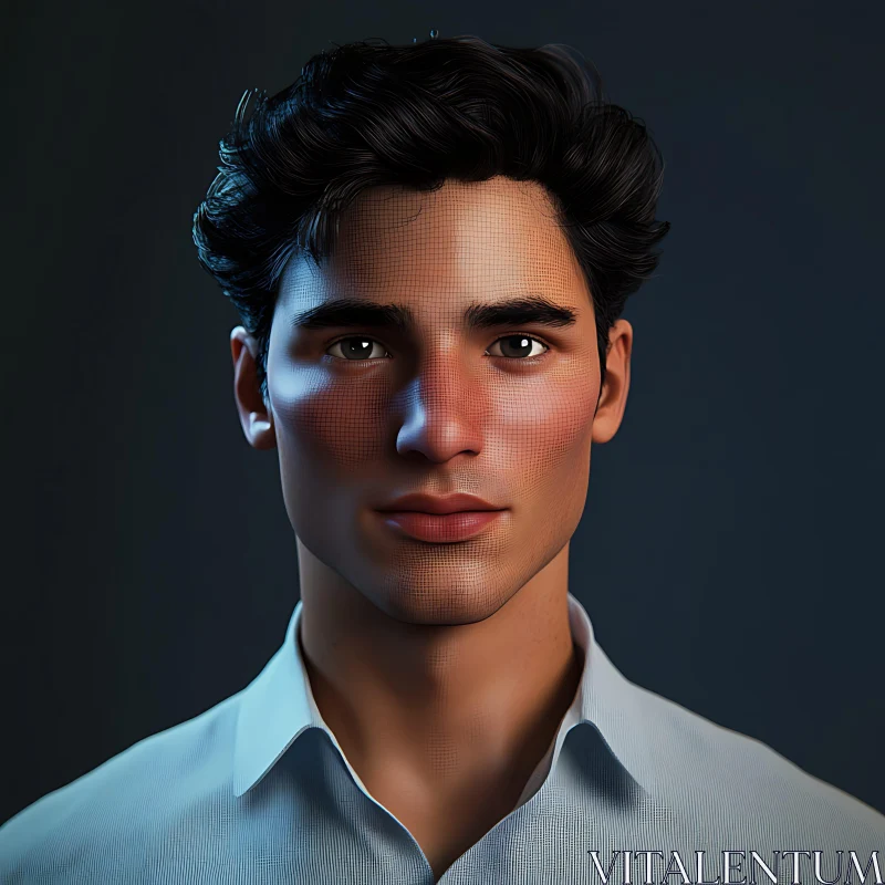 AI ART Detailed Digital Portrait of Young Man