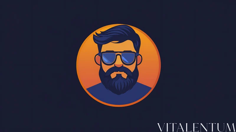 Modern Cartoon Character with Sunglasses and Beard AI Image