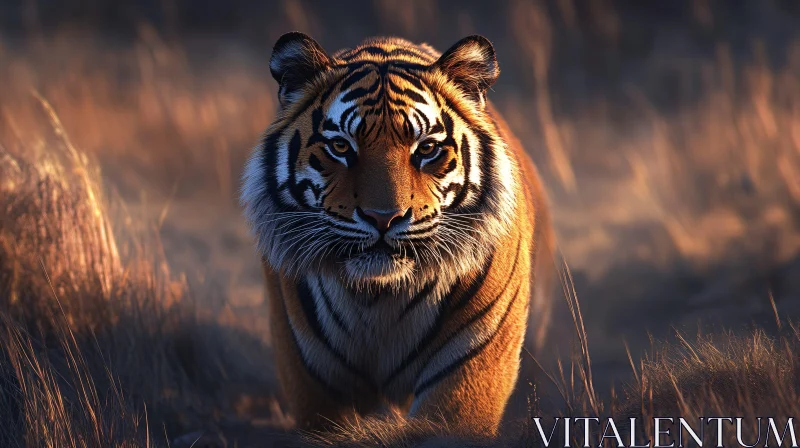 AI ART Tiger in Sunset Field