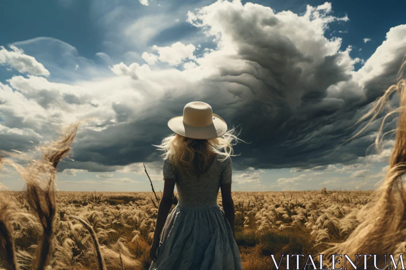 AI ART Mystery of Nature - Woman and Stormy Sky