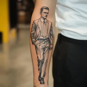 Elegant and Stylish Tattoo of a Man in a Suit