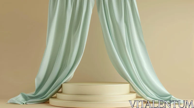 AI ART Elegant Draped Curtains in a Pastel Minimalistic Setting