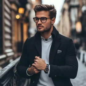 Fashionable Man in City with Modern Attire