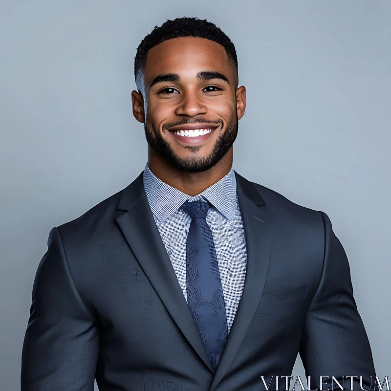 Portrait of a Smiling Man in Business Attire AI Image