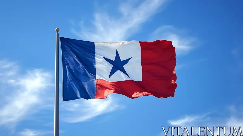 Waving Texas Flag Against Blue Sky AI Image