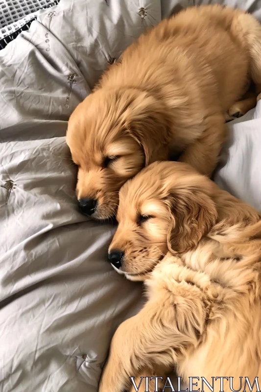 AI ART Cute Golden Puppies at Rest