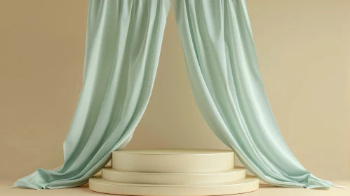 Elegant Draped Curtains in a Pastel Minimalistic Setting