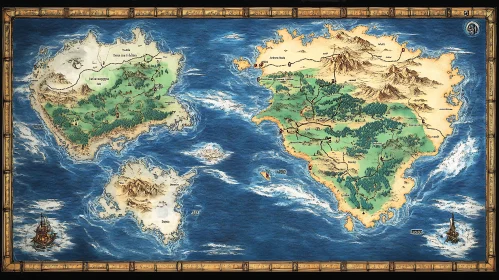 Fantasy Cartographic Map of Islands and Seas