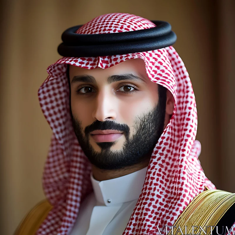 Portrait of a Middle Eastern Man in Traditional Attire AI Image