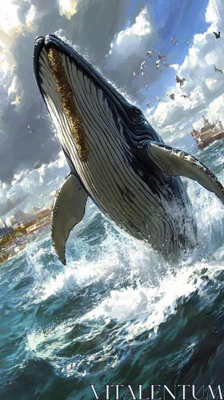 Whale Breach in Marine Environment AI Image