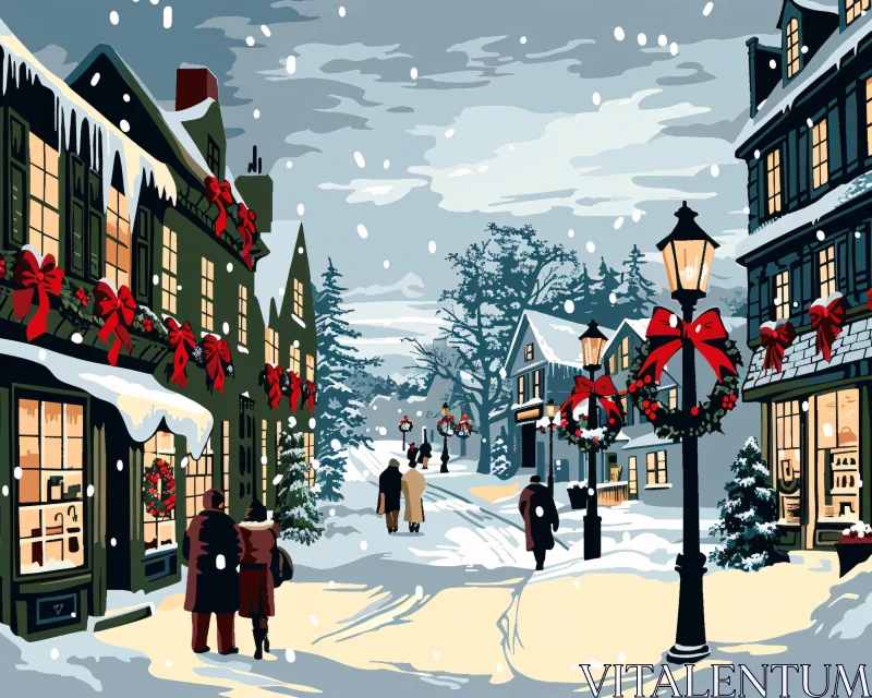 AI ART Picturesque Winter Village with Festive Accents