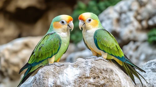 Vibrant Parrot Duo on Stone