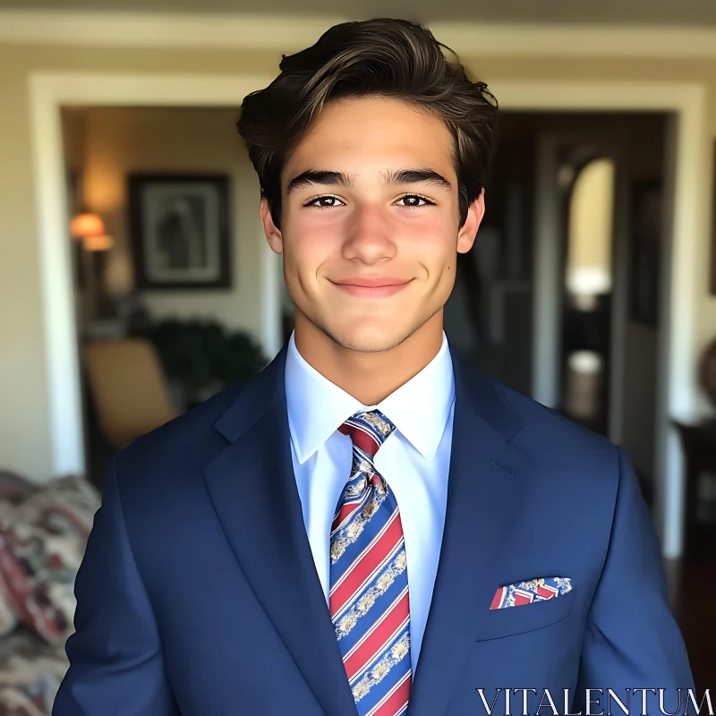 Smiling Young Man in Formal Attire AI Image