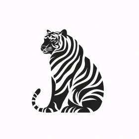 Bold Black and White Tiger Silhouette