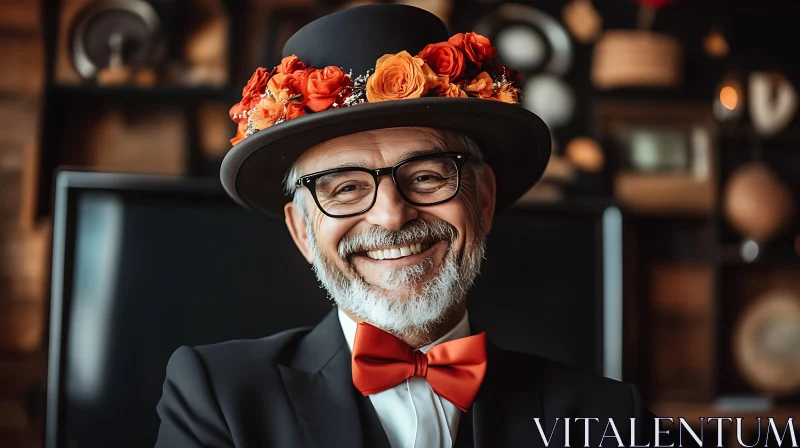 Joyful Elderly Gentleman in Stylish Attire AI Image