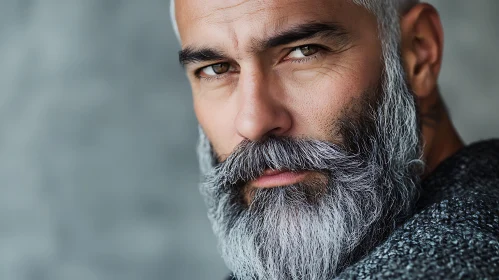 Expressive Portrait of Mature Man with Grey Beard