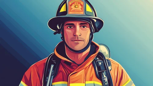 Brave Firefighter Digital Portrait