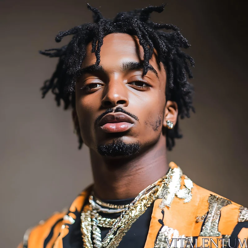 Stylish Man in Gold Accessories