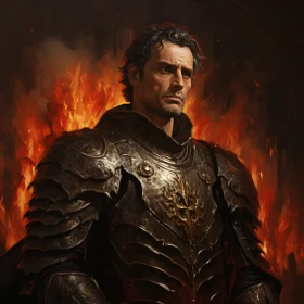 Gallant Warrior Surrounded by Fire