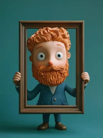 Bearded Cartoon Character in Frame