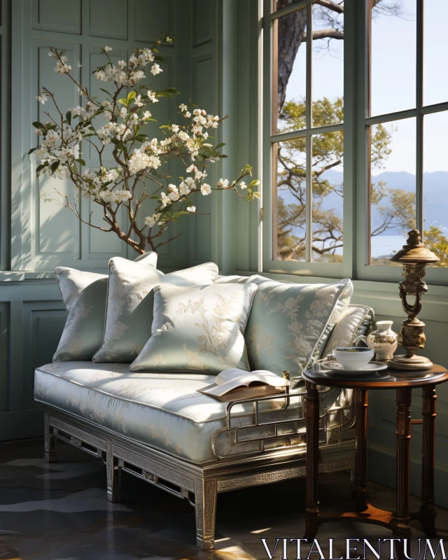 Serene Reading Corner with Floral Decor