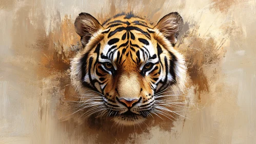Tiger Face Artwork in Brushstroke Style
