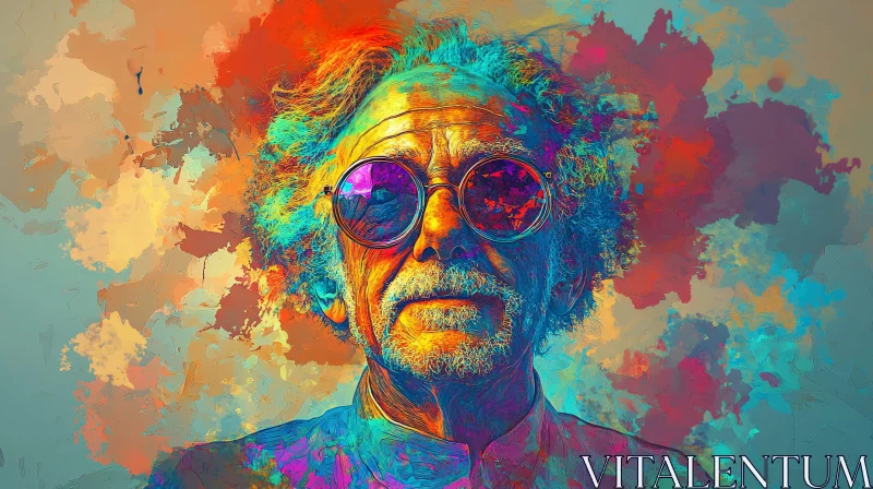 Colorful Abstract Art of Elderly Man