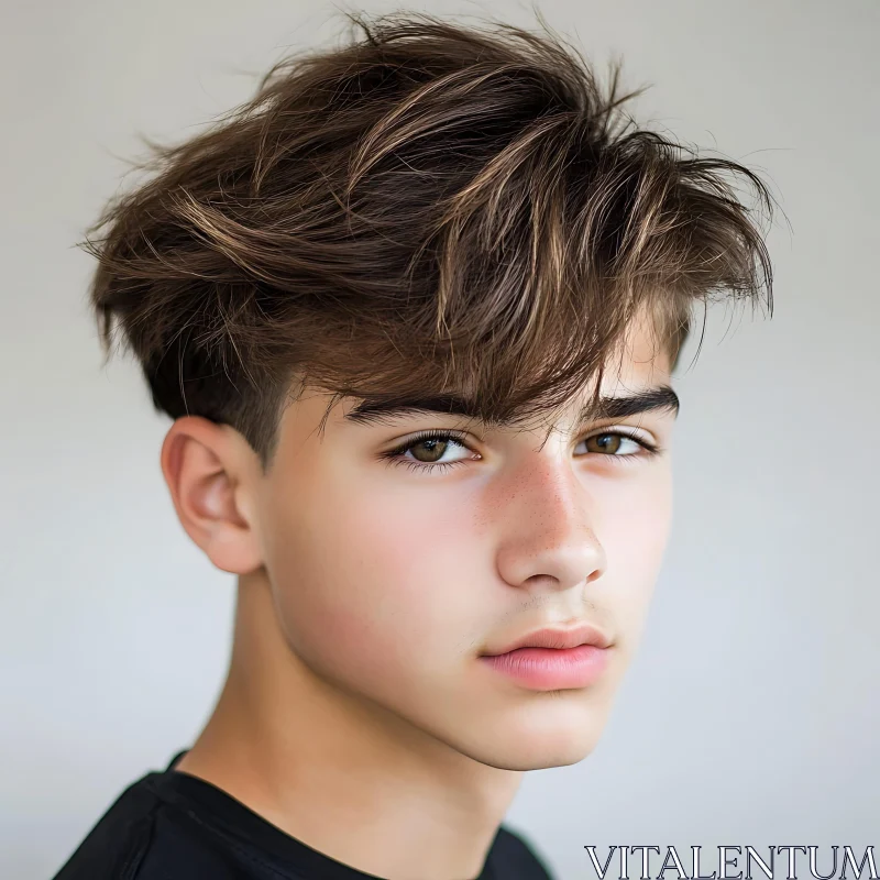 Close-Up of Youthful Man with Intense Gaze