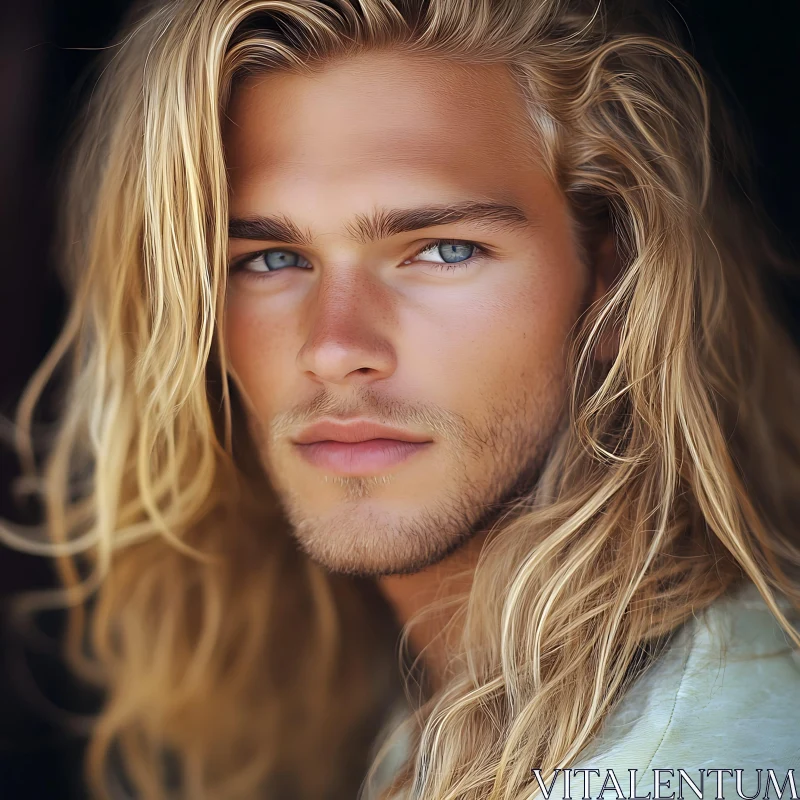 Blonde-Haired Man with Blue Eyes