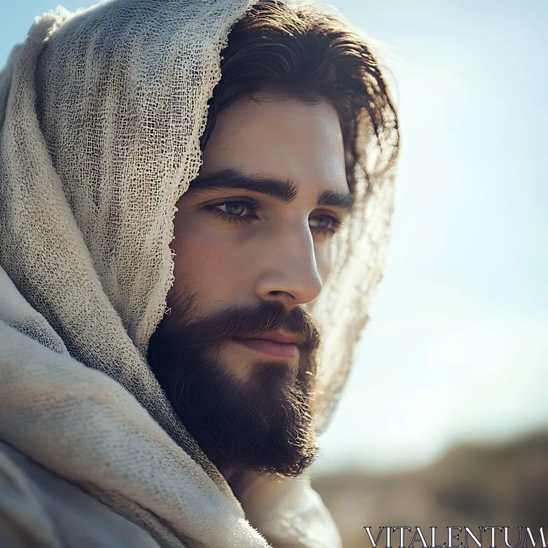 Thoughtful Bearded Man in Hood Close-Up