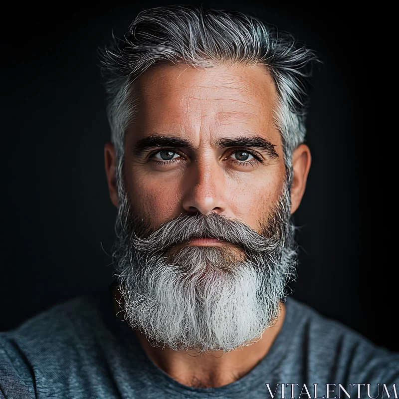 Portrait of a Bearded Man with Gray Hair AI Image