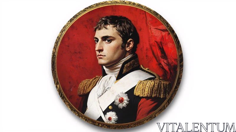Military Officer in Antique Circular Frame
