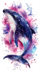 Graceful Whale in Watercolor Art
