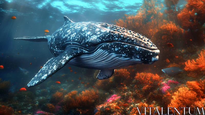 Whale Image in an Underwater Coral Reef