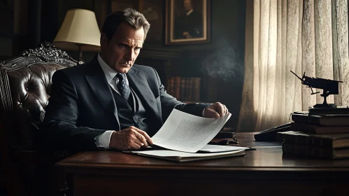 Focused Businessman in Luxurious Office