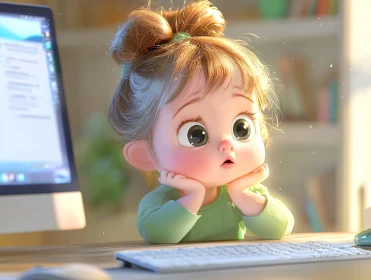 Child's Curious Stare at Screen