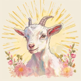 Floral Goat Art